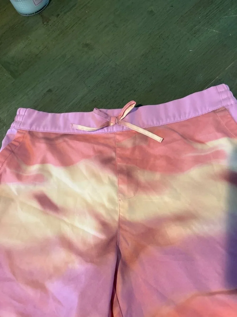 Columbia Girls Pink & Orange Tie-Dye Swim Shorts L 14/16 With Drawstring Waist